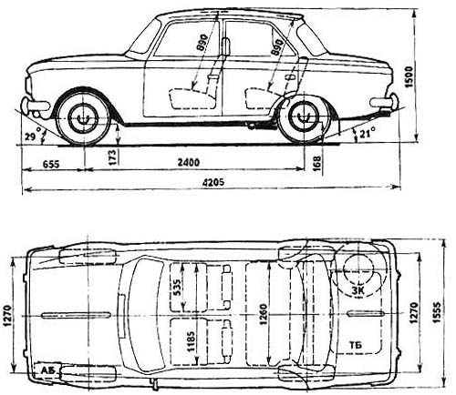 Чертеж Москвич -412ИЭ